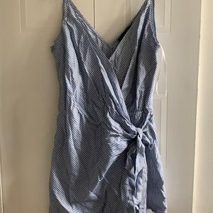 Blue stripped wrap mini dress